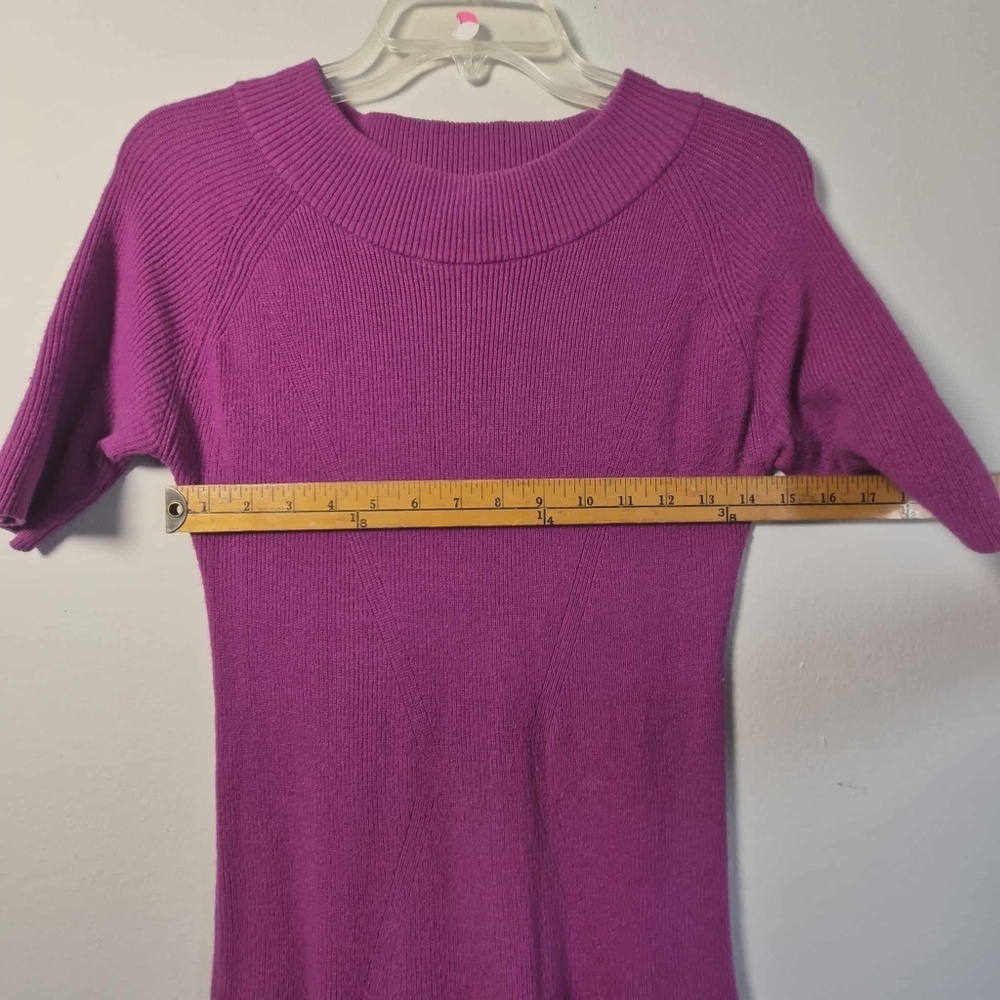 Betsey Johnson NWOT Magenta Pink Ribbed Knit Pointelle Coquette Sweater Dress M - Picture 9 of 10
